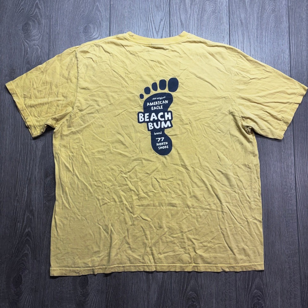 American Eagle Y2k Beach Bum Shirt Mens Large Yellow Graphic North Shore 8012
